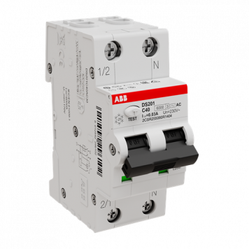 Дифавтомат ABB DS201 C40 AC30 2-полюсный характеристика C 40A 30mA тип АС