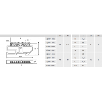 Шина "N" нулевая 6х9мм на двух угл. изоляторах 14 групп TDM-1