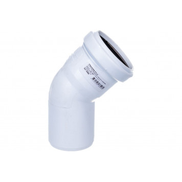 Отвод канализационный PP-H бесшумный белый d50 x 45° RTP (РосТурПласт) 24552