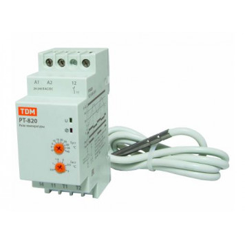 Реле температуры РТ-820 (-5+40С, 24-240В АС/DC, с датчиком IP67) TDM-1