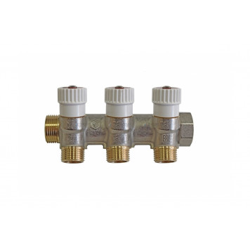Коллектор распределительный 3/4", 3 отвода 1/2" плоское уплотнение STOUT-1