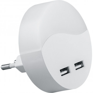 Светильник ночник Feron c 2мя USB выходами, FN1122 0,45W 230V, белый  41021