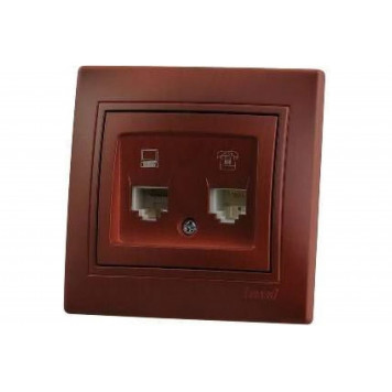 MIRA Lezard Розетка компьютерная RJ45+RJ11, вишня