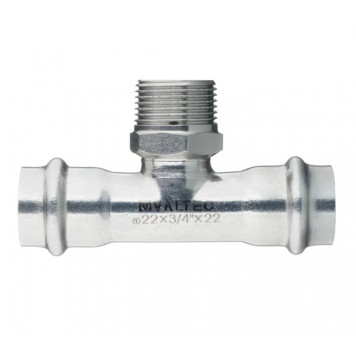 Тройник INOX-PRESS с наружной резьбой, нержавеющая сталь  Ø22х3/4" VALTEC-1