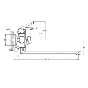 Смеситель для ванны длинный нос G-lauf LOF7-A033-1