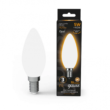 Лампа Gauss LED Filament Candle OPAL 5W E14 2700K свеча