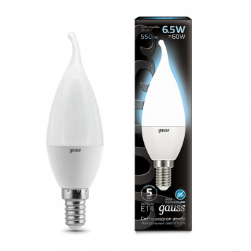 Лампа Gauss LED Candle tailed E14 6,5W 4100K 1/10/50