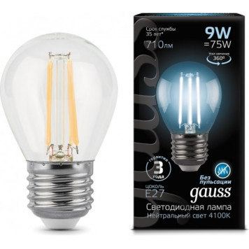 Лампа Gauss Filament LED Шар E27 9Вт 710Лм 4100K-1