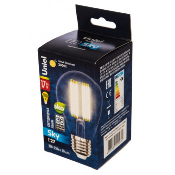 Лампа светодиодная A70 прозрачная Серия Sky 3000К LED-A70-17W/3000K/E27/CL PLS02WH