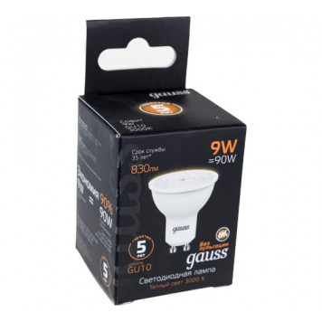 Лампа Gauss LED MR16 GU10 9W 3000K 1/10/100 Софит-2