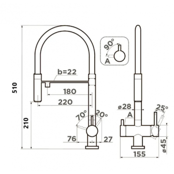 Смеситель для кухни под фильтр 2061 black Kern -1