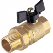 Кран шаровый с американкой прям. латунный 1/2", бабочка, полн. проход TIM  DE1231