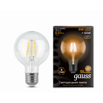 Лампа Gauss LED Filament G95 E27 6W 2700K 1/20 Филамент