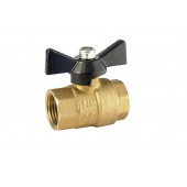 Кран шаровый латунный 1/2" г-г бабочка, полный проход TIM	DE1216	