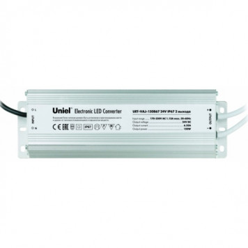 Блок питания для светодиодов с защитой от к/з 24V 150W IP67 алюминий, 2 вых.  UET-VAJ-150B67  Uniel  10590