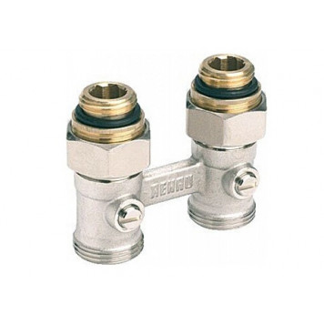 Блок шаровых кранов 1/2"x3/4" с соединительным ниппелем прямой Rehau RAUTITAN 240727-001 