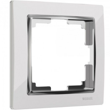WL03-Frame-01-white / Рамка на 1 пост (белый/хром) Snabb