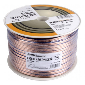 Кабель акустический 2x2,5 (прозрачный) BLUELINE PROCONNECT 01-6208-6