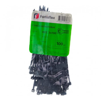 Нейлоновые стяжки КСС 3х100 черный 100шт FORTISFLEX 49406 -2