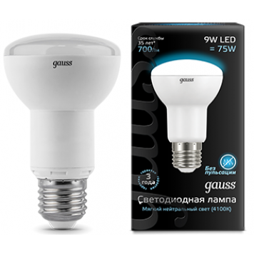 Лампа Gauss LED Reflector R63 E27 9W 4100K 1/10/40 зеркальная