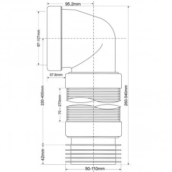 Труба фановая раздвижная 110мм 90* с прок.  McALPINE   MRWC-F11R-2