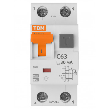 Дифференциальный автомат АВДТ 63 C63 30мА TDM-2