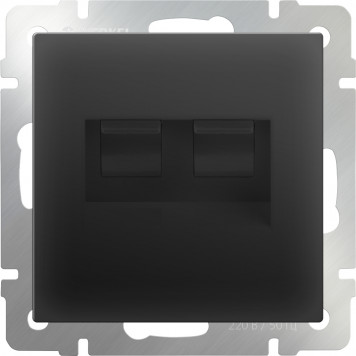 WL08-RJ45+RJ45 / Розетка двойная Ethernet RJ-45 (черный матовый)-1