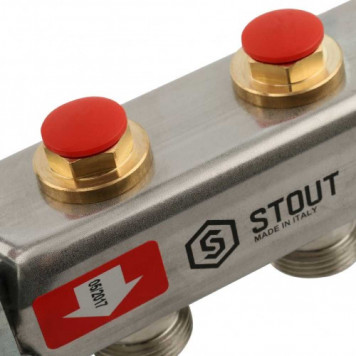 Коллекторная группа 1", 2 выхода, нерж. без расходомеров Stout  SMS 0922 000002-3