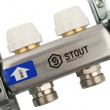 Коллекторная группа 1", 2 выхода, нерж. без расходомеров Stout  SMS 0922 000002-4