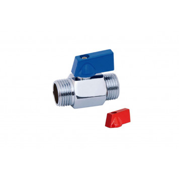 Кран мини 1/2 ш-ш, хром (красная+синняя ручка) TIM  DE22MM	
