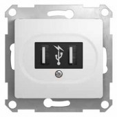 GLOSSA USB розетка, 5В /1400мА, 2 х 5В /700мА, механизм, белый