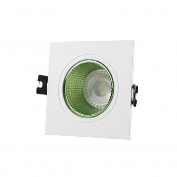 Встраиваемый светильник, IP 20, 10 Вт, GU5.3, LED, белый/зеленый, пластик Denkirs DK3071-WH+GR-1
