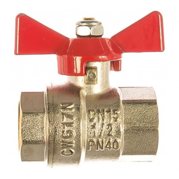 Кран шаровой  Valtec Base рукоятка бабочка 1/2" внутренняя-внутренняя  VALTEC  VT.217.N.04