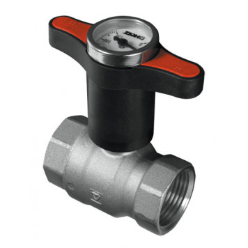 Кран шаровой  Modul, 3/4" г-г, ручка пластик с термометром  красная  Herz  1220162